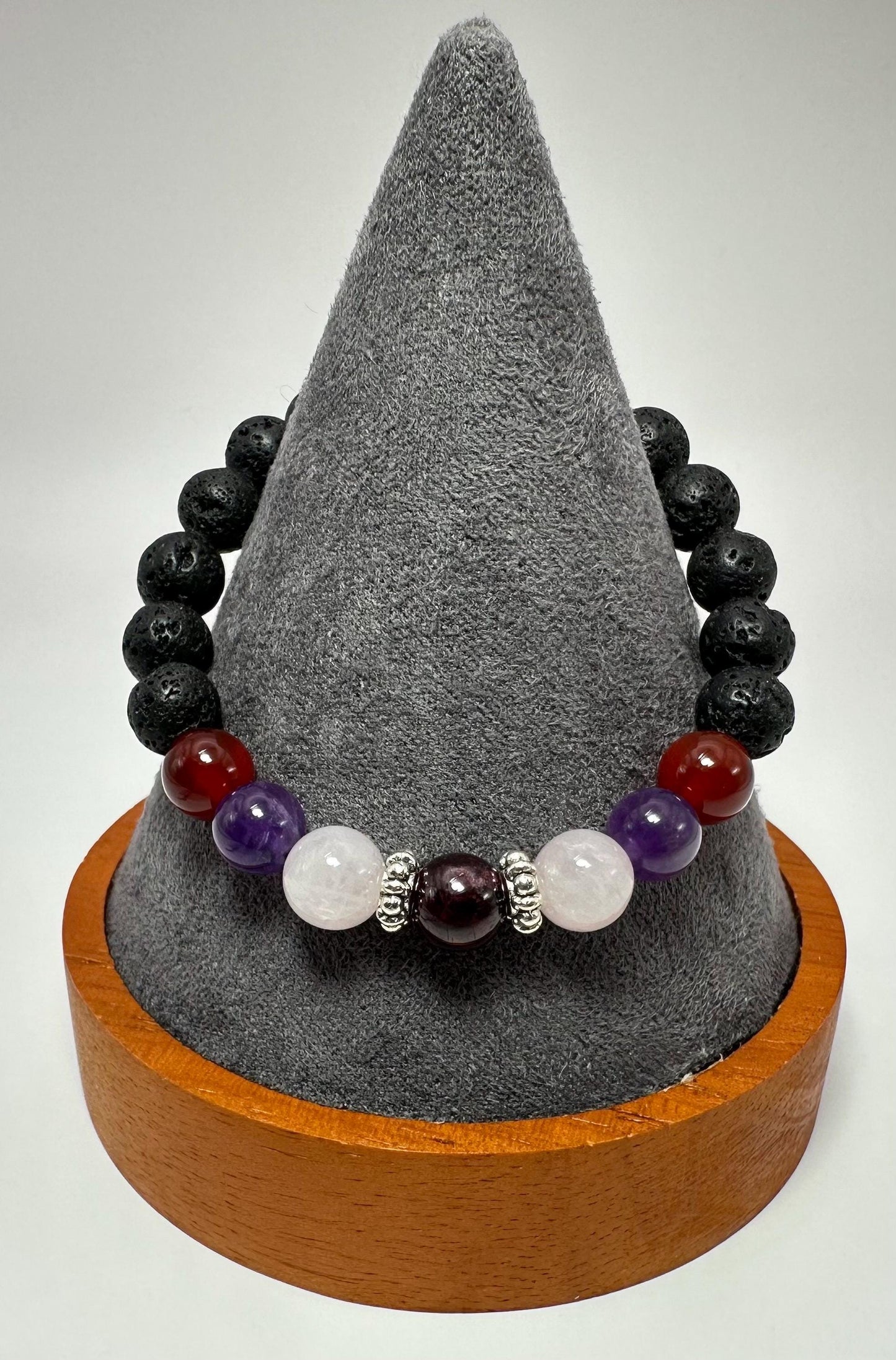 Attract Love Necklace & Bracelet set - Crystal Healing Jewelry - Red Agate - Rose Quartz - Garnet - Rhodonite - Amethyst