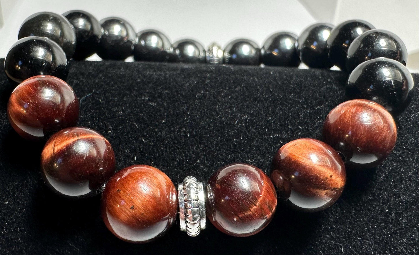 Children's Bully Barrier Bracelet - Hematite - Red Tigers Eye - Obsidian - Protection - Confidence