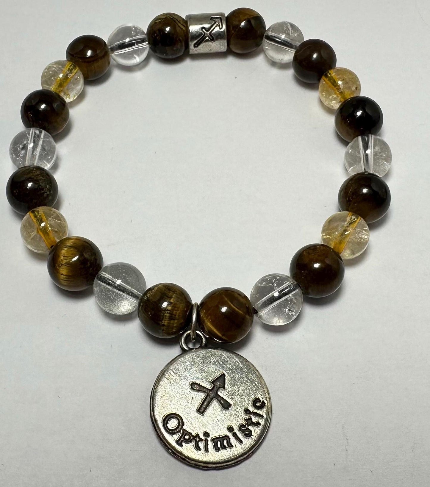 Sagittarius Astrology Zodiac Bracelet - November December - Crystal Healing Jewelry - Citrine - Tigers Eye - Clear Quartz