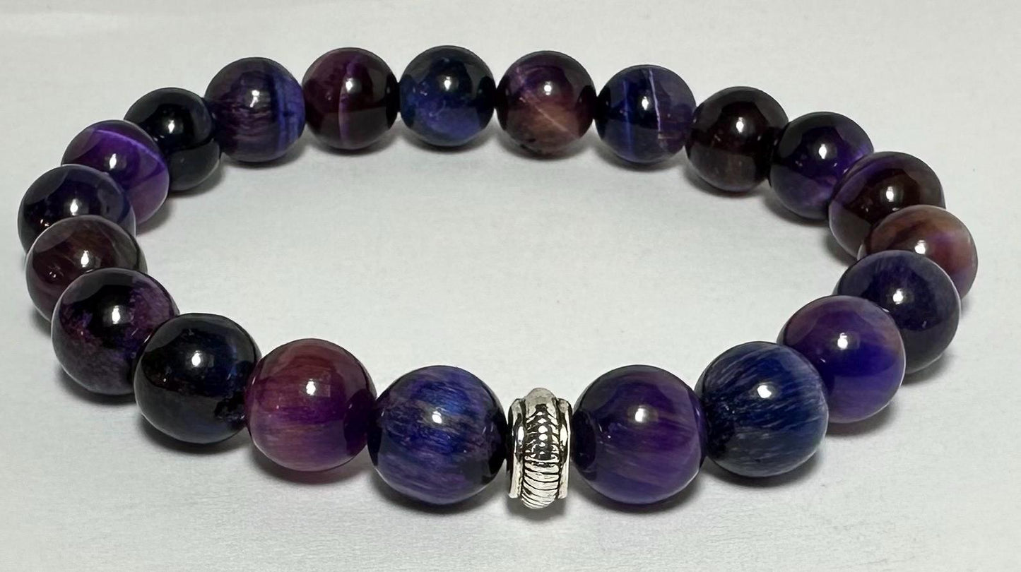 Mystic Strength Bracelet - Purple Tigers Eye - Crystal Healing Jewelry