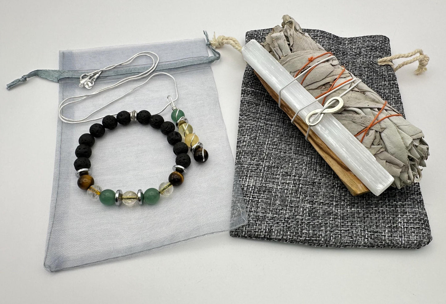 Prosperity & Abundance Bracelet Necklace set - Citrine - Tigers Eye - Aventurine - Hematite - Honey Calcite