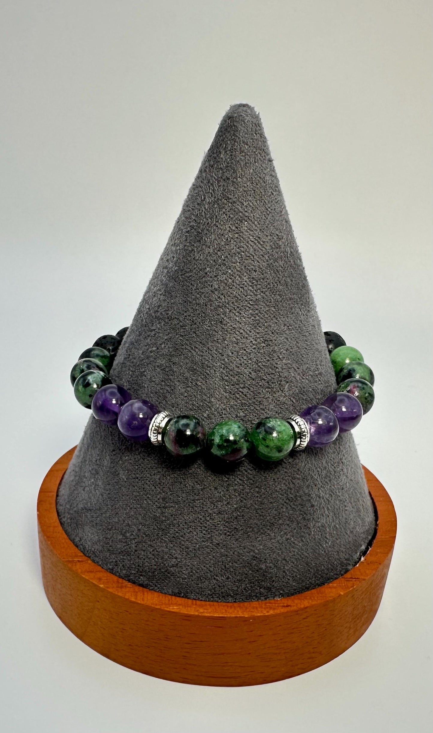 Addiction Support bracelet - amethyst - ruby zoisite - black lava stone - Sobriety gift