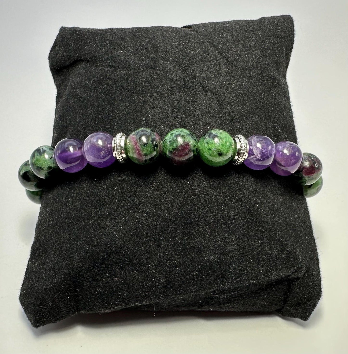 Addiction Support bracelet - amethyst - ruby zoisite - black lava stone - Sobriety gift