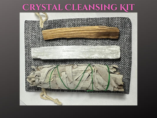 Crystal Cleansing Kit - White Sage, Selenite Wand & Palo Santo for Energy Clearing, Purification, Charging - Smudge kit - smudge stick