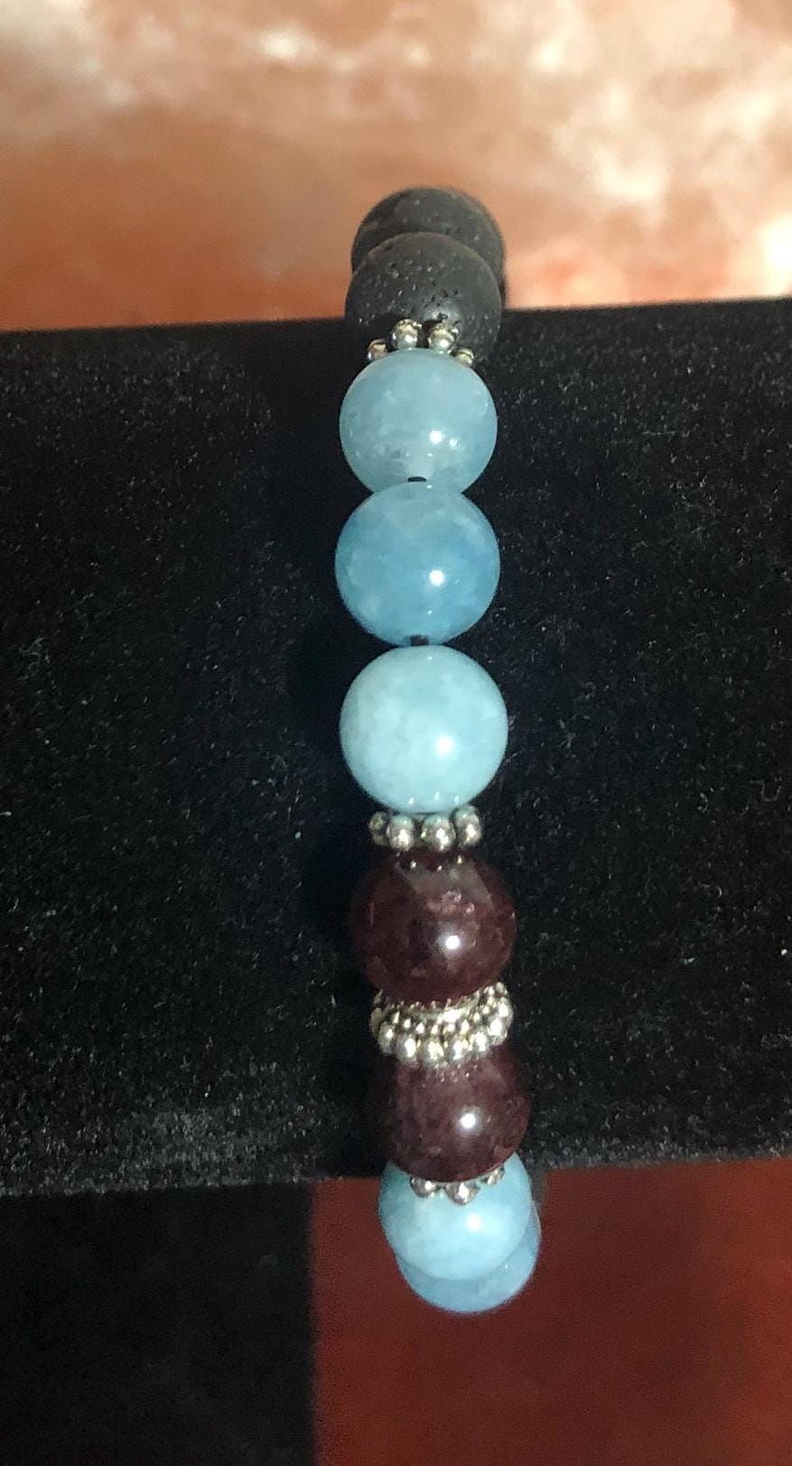 Peace & Tranquility Bracelet Crystal Healing Jewelry - Garnet - Aquamarine - January March birthstone