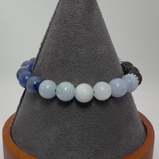 Serene Waters Bracelet - Crystal Healing Jewelry - Aquamarine - Blue Lace Agate - Calcite - video