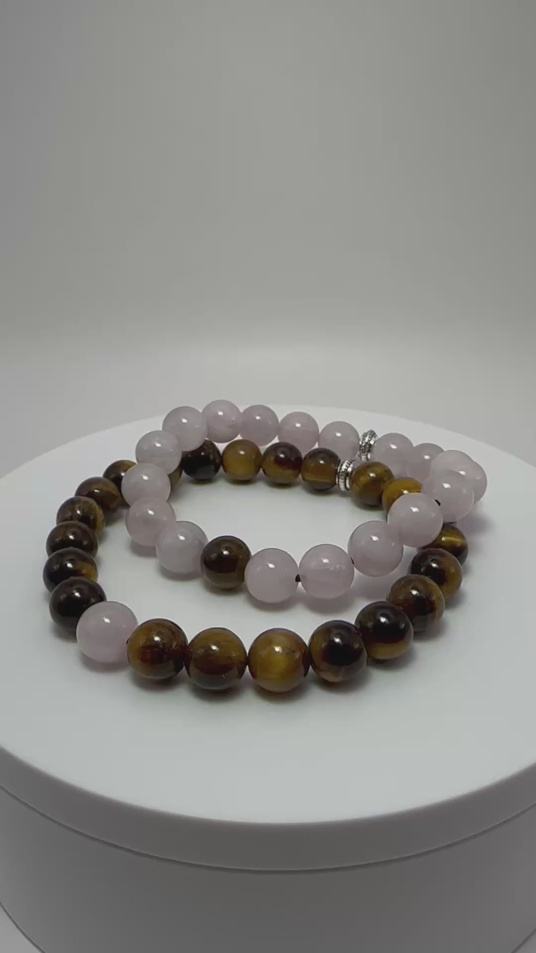 Couples Bracelets matching set - Rose Quartz - Tigers eye - Protection & Love Video